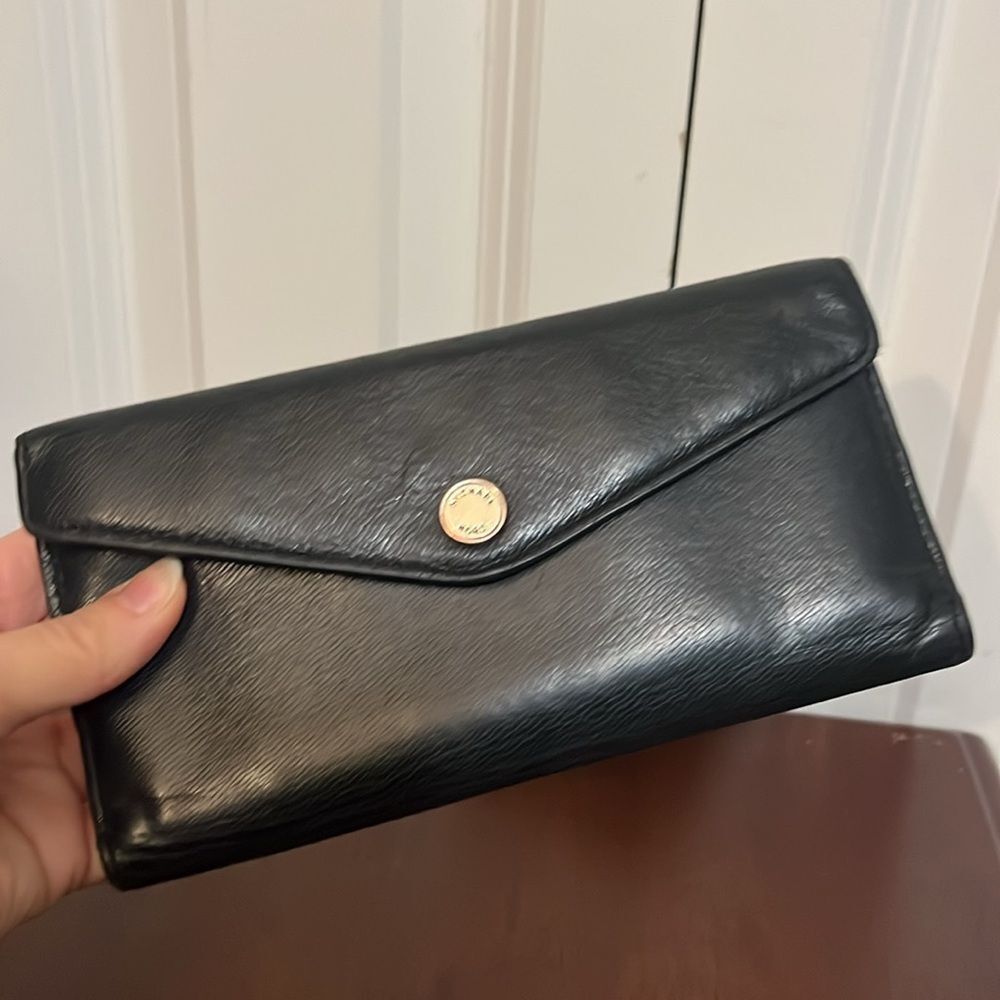 Michael Kors Trifold Black Leather Envelope Card Holder Envelope Wallet Vtg? - Picture 2 of 9